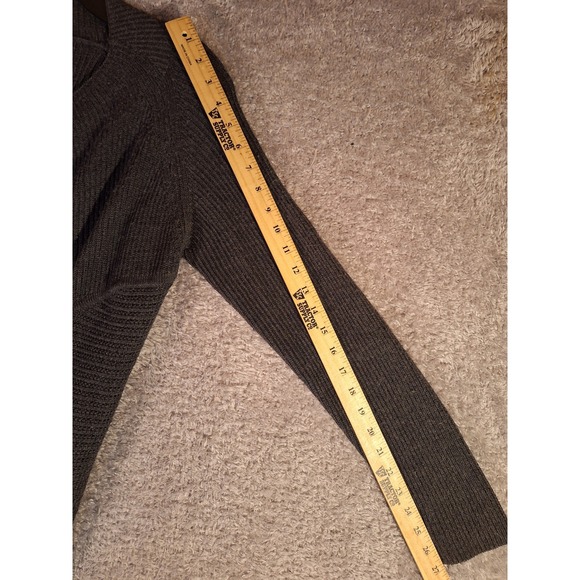 Tahari Womens Charcoal Gray 100% Merino Wool Open Front Cardigan Sweater Large - Picture 10 of 12